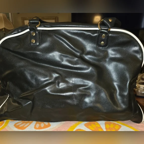 Vintage 90s Playboy Black White Gold Duffel Overnight Gym LARGE Travel Bag Class - Picture 2 of 14
